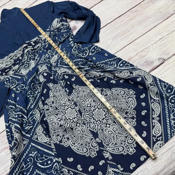 Anthropologie Holding Horses Bandana Paisley Midi Dress Blue Size 16 - Picture 8 of 10